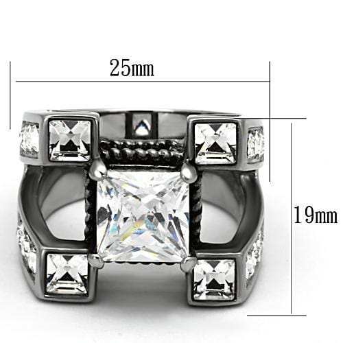TK1072 - High polished (no plating) Stainless Steel Ring with AAA Grade CZ in Clear - Alamode - Flyclothing LLC