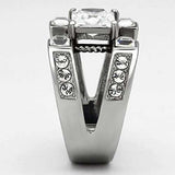 TK1072 - High polished (no plating) Stainless Steel Ring with AAA Grade CZ in Clear - Alamode - Flyclothing LLC