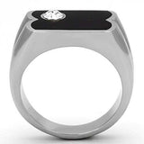 TK1073 - High polished (no plating) Stainless Steel Ring with Top Grade Crystal in Clear - Alamode - Flyclothing LLC