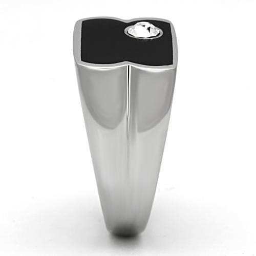 TK1073 - High polished (no plating) Stainless Steel Ring with Top Grade Crystal in Clear - Alamode - Flyclothing LLC