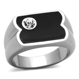 TK1073 - High polished (no plating) Stainless Steel Ring with Top Grade Crystal in Clear - Alamode - Flyclothing LLC