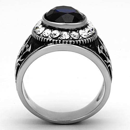 TK1075 - High polished (no plating) Stainless Steel Ring with Synthetic Synthetic Glass in Montana - Alamode - Flyclothing LLC