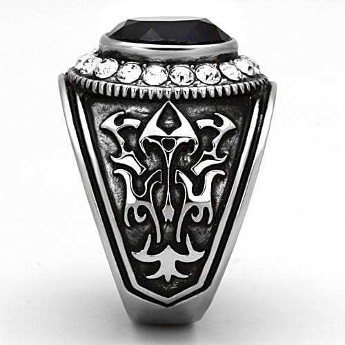 TK1075 - High polished (no plating) Stainless Steel Ring with Synthetic Synthetic Glass in Montana - Alamode - Flyclothing LLC