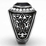 TK1075 - High polished (no plating) Stainless Steel Ring with Synthetic Synthetic Glass in Montana - Alamode - Flyclothing LLC