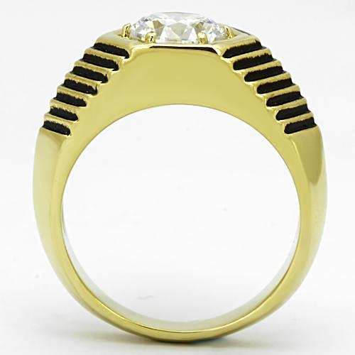 TK1076 - IP Gold(Ion Plating) Stainless Steel Ring with AAA Grade CZ in Clear - Alamode - Flyclothing LLC