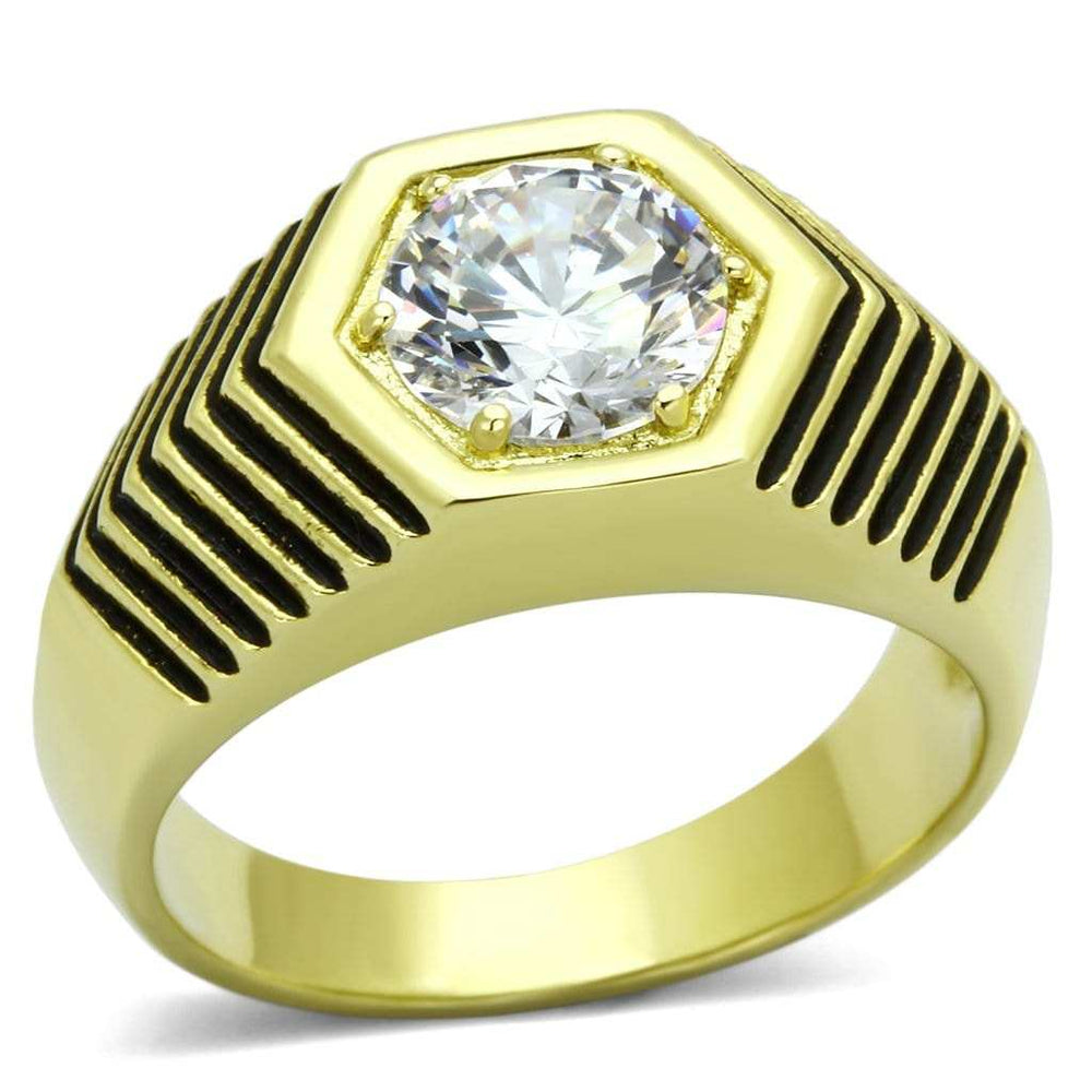 TK1076 - IP Gold(Ion Plating) Stainless Steel Ring with AAA Grade CZ in Clear - Alamode - Flyclothing LLC