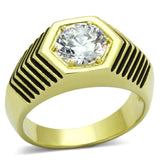 TK1076 - IP Gold(Ion Plating) Stainless Steel Ring with AAA Grade CZ in Clear - Alamode - Flyclothing LLC