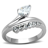 TK1080 - High polished (no plating) Stainless Steel Ring with AAA Grade CZ in Clear - Alamode - Flyclothing LLC