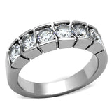 TK1082 - High polished (no plating) Stainless Steel Ring with AAA Grade CZ in Clear - Alamode - Flyclothing LLC