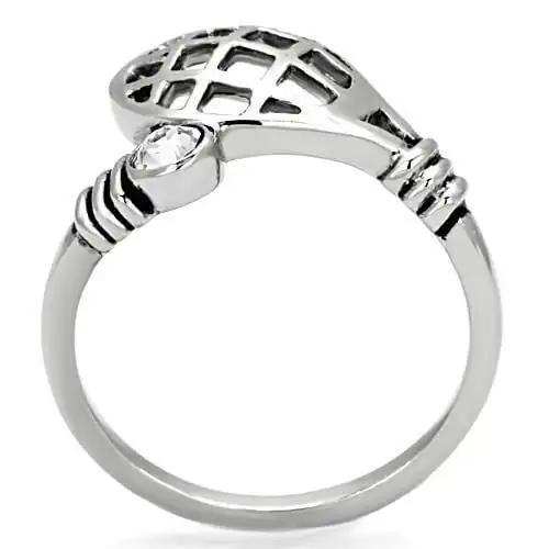 TK1083 - High polished (no plating) Stainless Steel Ring with Top Grade Crystal in Clear - Alamode - Flyclothing LLC