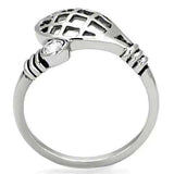 TK1083 - High polished (no plating) Stainless Steel Ring with Top Grade Crystal in Clear - Alamode - Flyclothing LLC