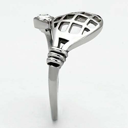 TK1083 - High polished (no plating) Stainless Steel Ring with Top Grade Crystal in Clear - Alamode - Flyclothing LLC
