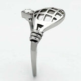 TK1083 - High polished (no plating) Stainless Steel Ring with Top Grade Crystal in Clear - Alamode - Flyclothing LLC
