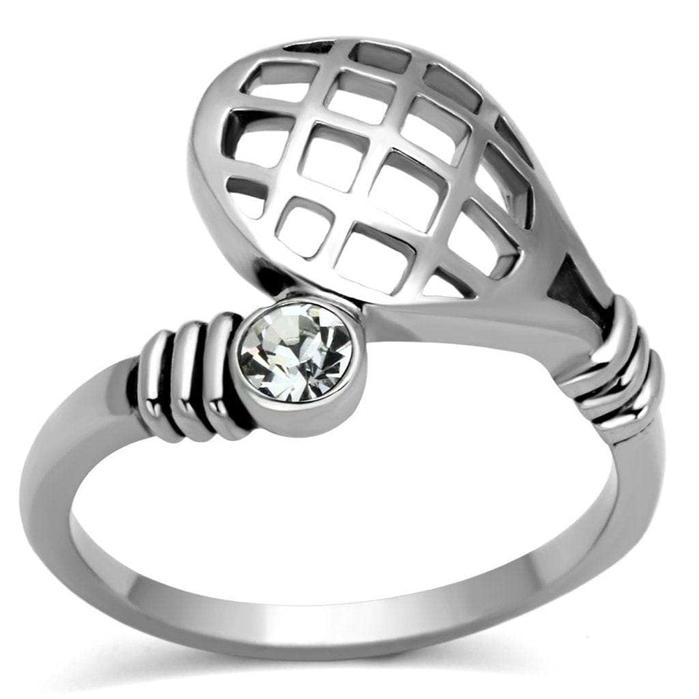 TK1083 - High polished (no plating) Stainless Steel Ring with Top Grade Crystal in Clear - Alamode - Flyclothing LLC