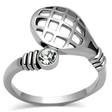 TK1083 - High polished (no plating) Stainless Steel Ring with Top Grade Crystal in Clear - Alamode - Flyclothing LLC