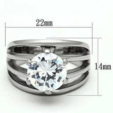 TK1084 - High polished (no plating) Stainless Steel Ring with AAA Grade CZ in Clear - Alamode - Flyclothing LLC