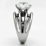 TK1084 - High polished (no plating) Stainless Steel Ring with AAA Grade CZ in Clear - Alamode - Flyclothing LLC