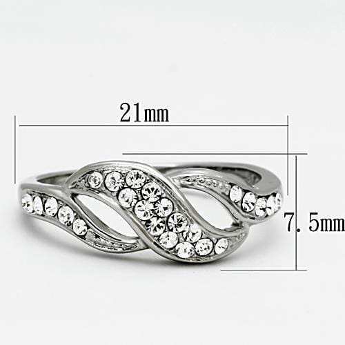 TK1085 - High polished (no plating) Stainless Steel Ring with Top Grade Crystal in Clear - Alamode - Flyclothing LLC