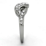 TK1085 - High polished (no plating) Stainless Steel Ring with Top Grade Crystal in Clear - Alamode - Flyclothing LLC