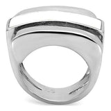TK108 - High polished (no plating) Stainless Steel Ring with Semi-Precious Agate in White - Alamode - Flyclothing LLC