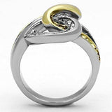 TK1094 - Two-Tone IP Gold (Ion Plating) Stainless Steel Ring with Top Grade Crystal in Citrine Yellow - Alamode - Flyclothing LLC