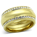 TK1096 - IP Gold(Ion Plating) Stainless Steel Ring with Top Grade Crystal in Clear - Alamode - Flyclothing LLC