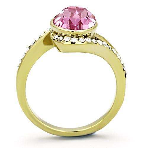 TK1097 - IP Gold(Ion Plating) Stainless Steel Ring with Top Grade Crystal in Rose - Alamode - Flyclothing LLC