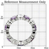TK109 - High polished (no plating) Stainless Steel Ring with AAA Grade CZ in Amethyst - Alamode - Flyclothing LLC