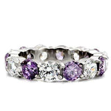 TK109 - High polished (no plating) Stainless Steel Ring with AAA Grade CZ in Amethyst - Alamode - Flyclothing LLC