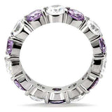 TK109 - High polished (no plating) Stainless Steel Ring with AAA Grade CZ in Amethyst - Alamode - Flyclothing LLC