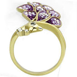 TK1101 - IP Gold(Ion Plating) Stainless Steel Ring with Top Grade Crystal in Multi Color - Alamode - Flyclothing LLC
