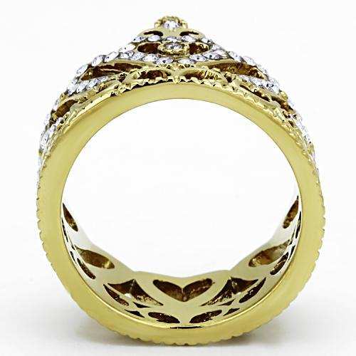 TK1105 - IP Gold(Ion Plating) Stainless Steel Ring with Top Grade Crystal in Tanzanite - Alamode - Flyclothing LLC