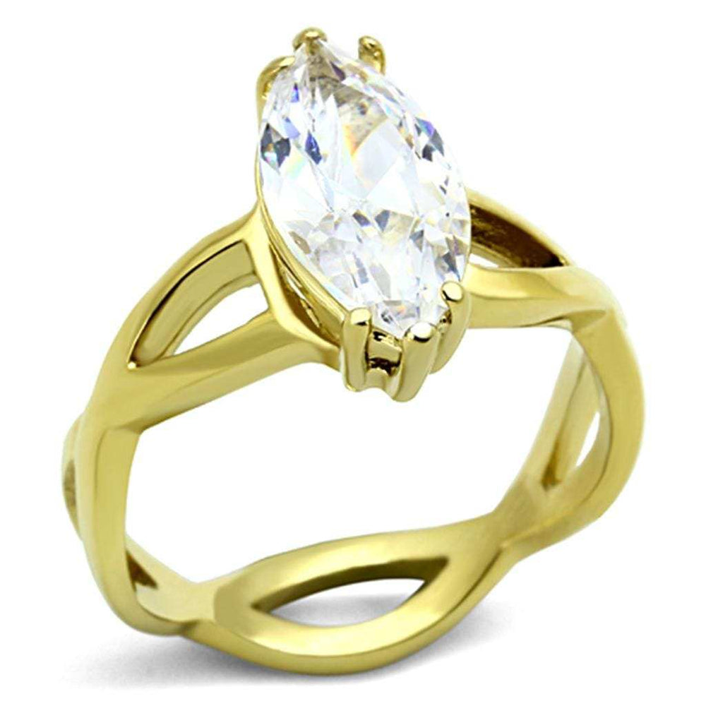 TK1106 - IP Gold(Ion Plating) Stainless Steel Ring with AAA Grade CZ in Clear - Alamode - Flyclothing LLC