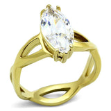 TK1106 - IP Gold(Ion Plating) Stainless Steel Ring with AAA Grade CZ in Clear - Alamode - Flyclothing LLC