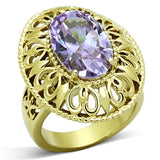 TK1110 - IP Gold(Ion Plating) Stainless Steel Ring with AAA Grade CZ in Light Amethyst - Alamode - Flyclothing LLC
