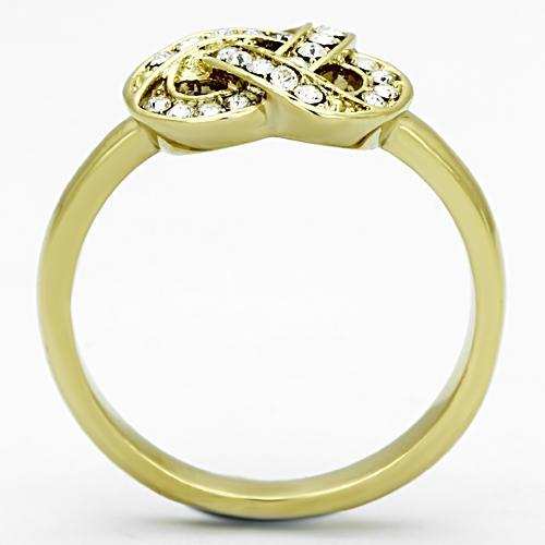 TK1111 - IP Gold(Ion Plating) Stainless Steel Ring with Top Grade Crystal in Clear - Alamode - Flyclothing LLC