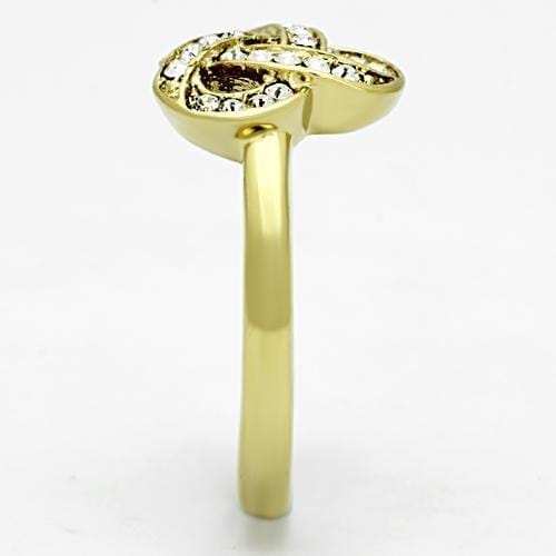 TK1111 - IP Gold(Ion Plating) Stainless Steel Ring with Top Grade Crystal in Clear - Alamode - Flyclothing LLC