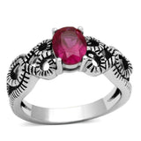 TK1112 - High polished (no plating) Stainless Steel Ring with AAA Grade CZ in Ruby - Alamode - Flyclothing LLC