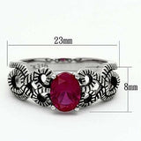 TK1112 - High polished (no plating) Stainless Steel Ring with AAA Grade CZ in Ruby - Alamode - Flyclothing LLC