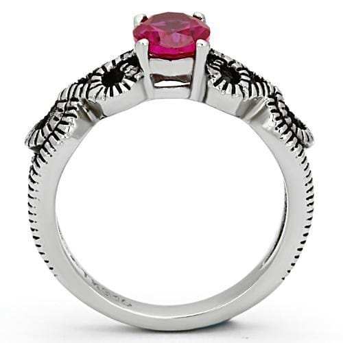 TK1112 - High polished (no plating) Stainless Steel Ring with AAA Grade CZ in Ruby - Alamode - Flyclothing LLC