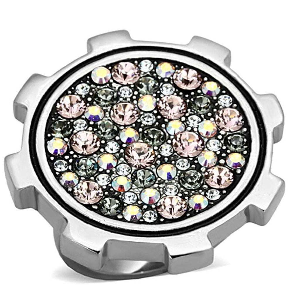TK1113 - High polished (no plating) Stainless Steel Ring with Top Grade Crystal in Multi Color - Alamode - Flyclothing LLC