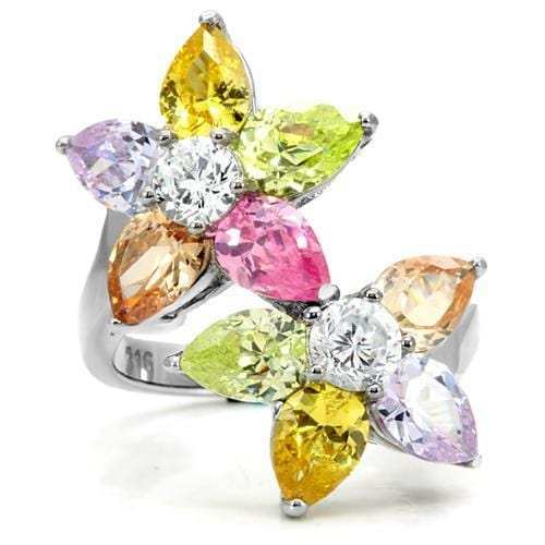 Kered Cocktail Ring - Stainless Steel, AAA CZ , Multi Color - TK111 - Alamode - Flyclothing LLC