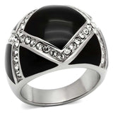 TK1132 - High polished (no plating) Stainless Steel Ring with Top Grade Crystal in Clear - Alamode - Flyclothing LLC