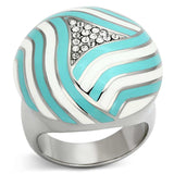 TK1138 - High polished (no plating) Stainless Steel Ring with Top Grade Crystal in Clear - Alamode - Flyclothing LLC