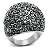 TK1143 - High polished (no plating) Stainless Steel Ring with Top Grade Crystal in Aquamarine AB - Alamode - Flyclothing LLC