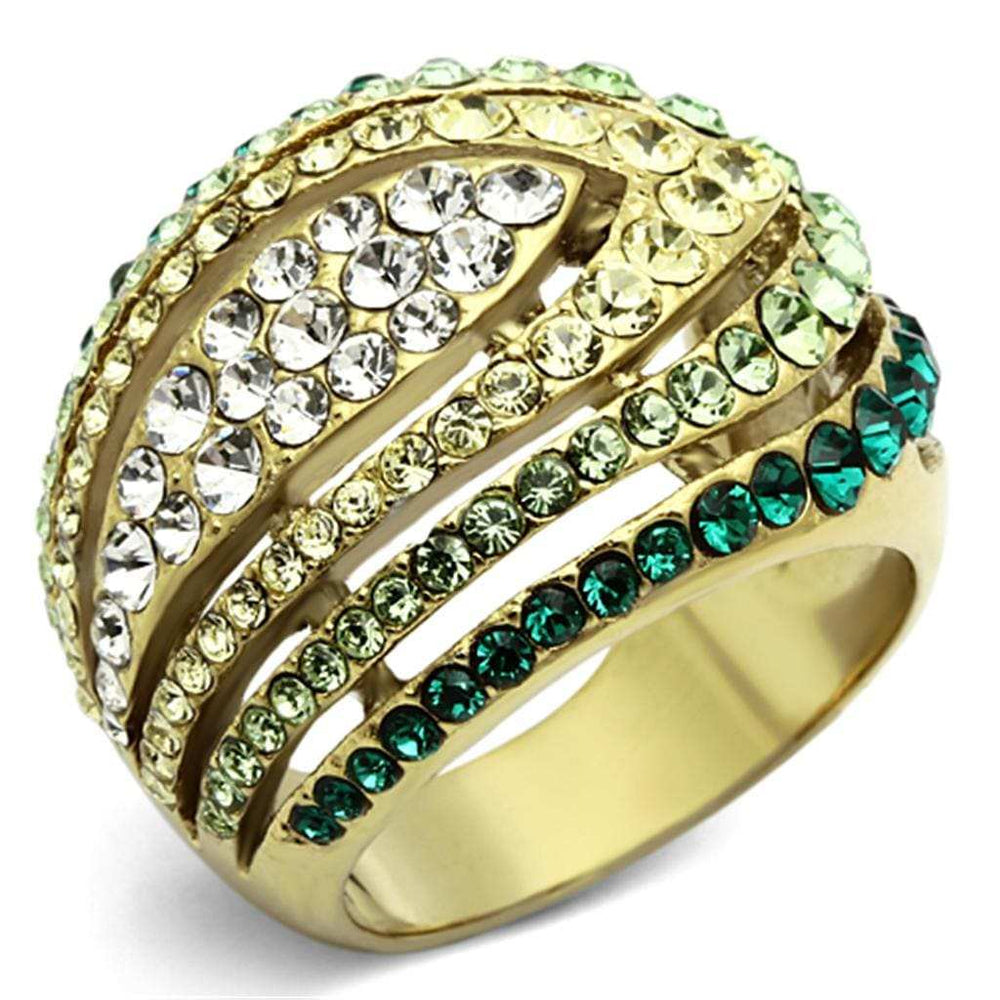 TK1145 - IP Gold(Ion Plating) Stainless Steel Ring with Top Grade Crystal in Multi Color - Alamode - Flyclothing LLC