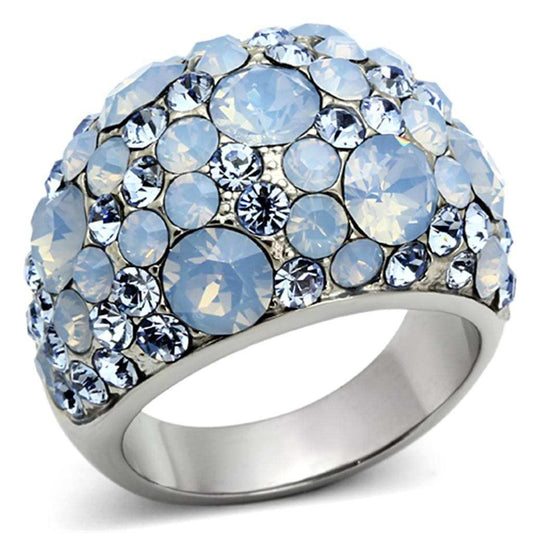 TK1147 - High polished (no plating) Stainless Steel Ring with Top Grade Crystal in Sea Blue - Alamode - Flyclothing LLC