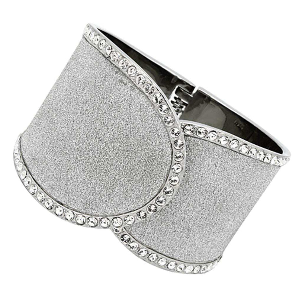 TK1152 - High polished (no plating) Stainless Steel Bangle with Top Grade Crystal in Clear - Alamode - Flyclothing LLC