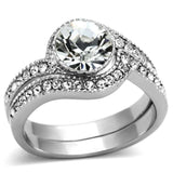TK1155 - High polished (no plating) Stainless Steel Ring with Top Grade Crystal in Clear - Alamode - Flyclothing LLC
