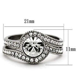 TK1155 - High polished (no plating) Stainless Steel Ring with Top Grade Crystal in Clear - Alamode - Flyclothing LLC